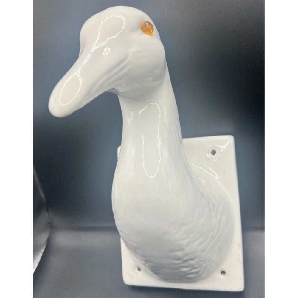 Porcelain Neutral White Ceramic Goose Wall Hook Farmhouse‎ Towel Kitchen Decor
